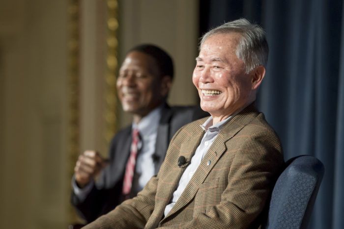 Actor and Activist George Takei speaking with our former President, Calvin Sims